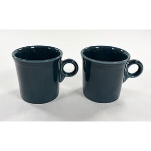 VTG Fiestaware Juniper Green Ring Handle Mugs Homer Laughlin HLC Set 2 Retired